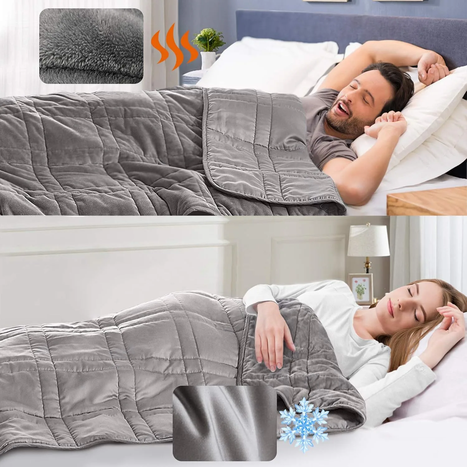 Weighted Blanket the most comfortable. The pressure of the blanket makes you feel like you're being hugged or swaddled, which can help you relax and sleep better